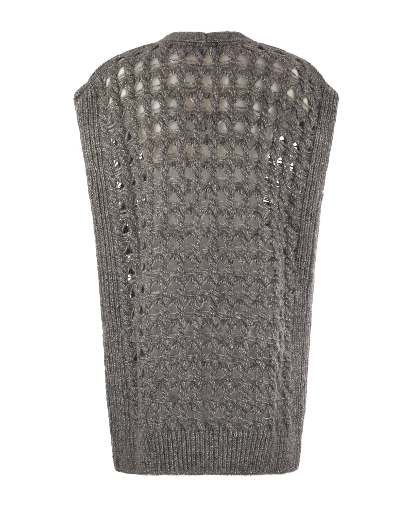 Herno Knitwear V-neck Openwork Cardigan In Gray