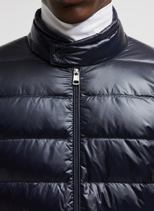 Moncler Long-sleeved Down Jacket In Blue