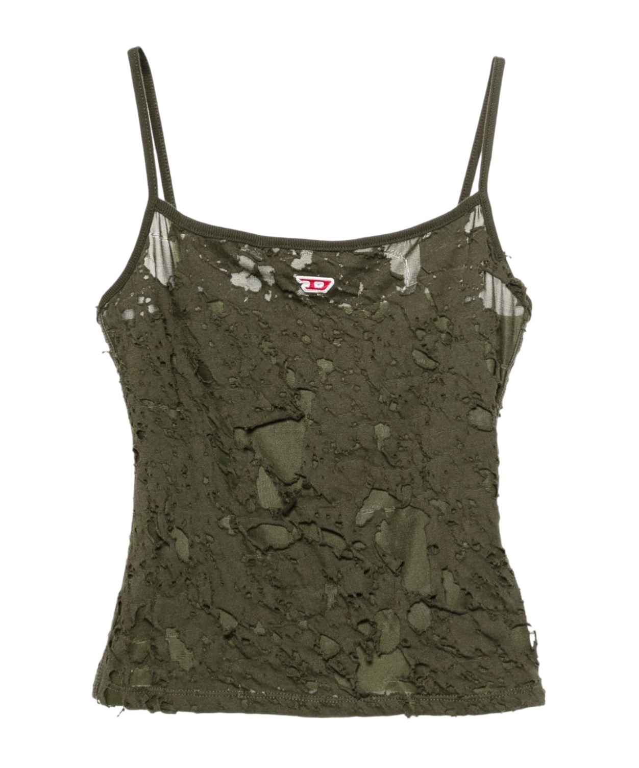 Diesel Logo-patch Distressed Tank Top In Green