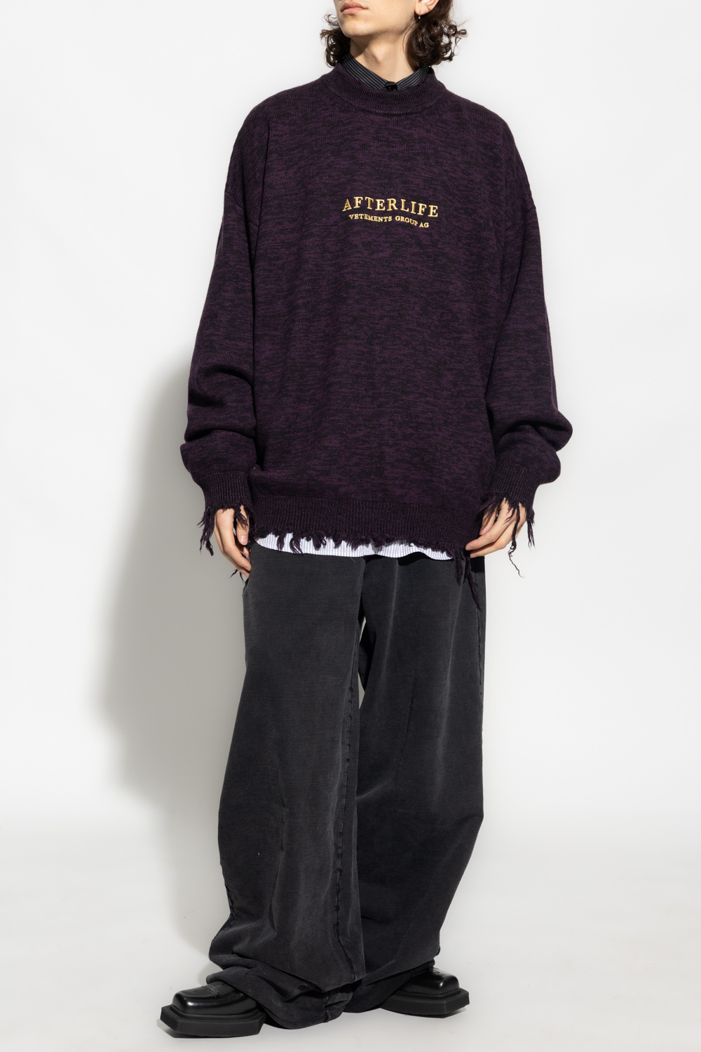 Vetements Logo Embroidered Oversized Sweater In Black