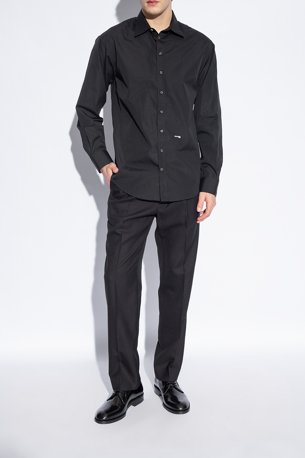 Dsquared2 Leather Derby Shoes In Black