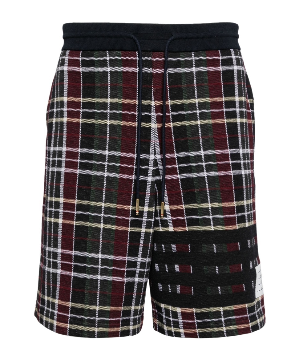 Thom Browne Checked Sweatshorts In Black