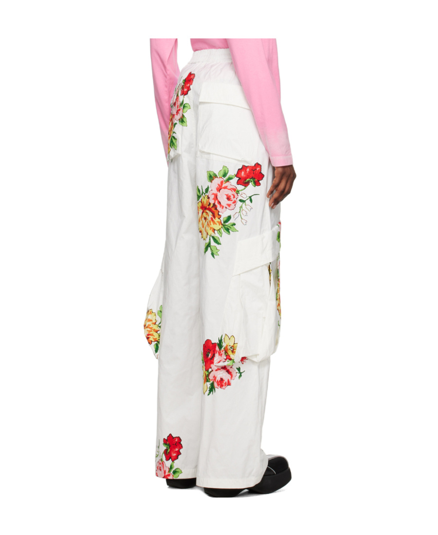 We11 Done Logo Spliced Casual Pants In White
