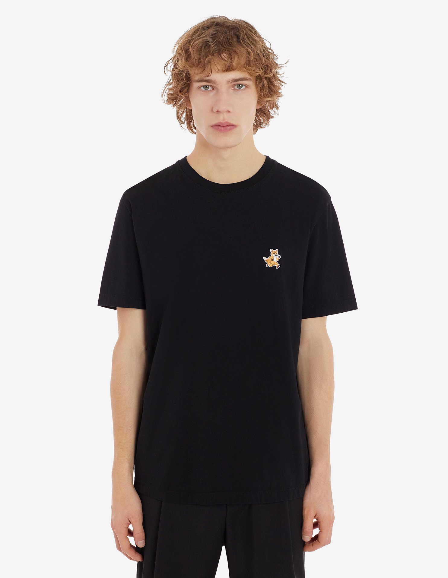 Maison Kitsuné Black T-shirt With Fox Head Patch In Cotton In Black