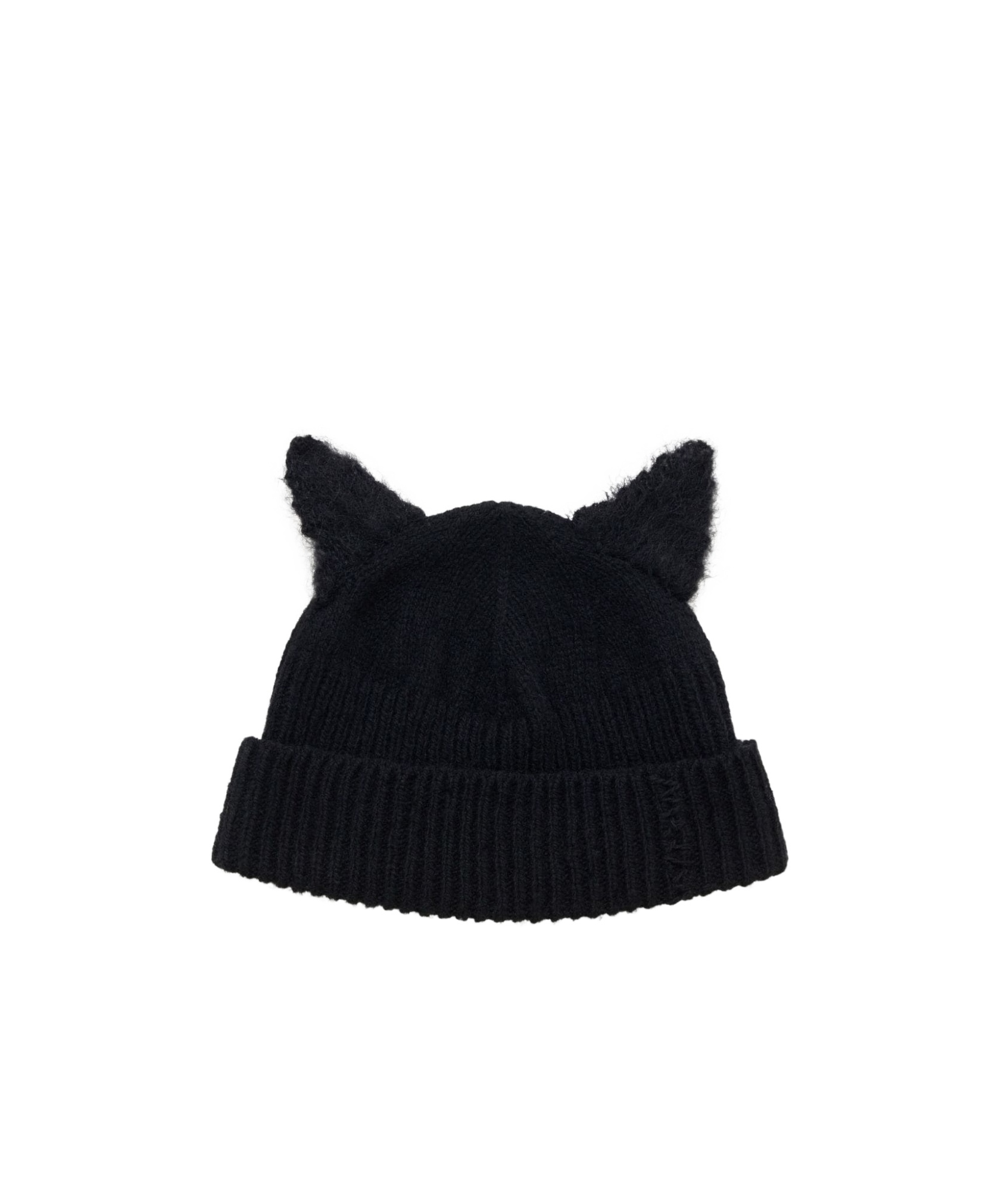 MARNI BLACK WOOL BEANIE WITH MOHAIR EARS