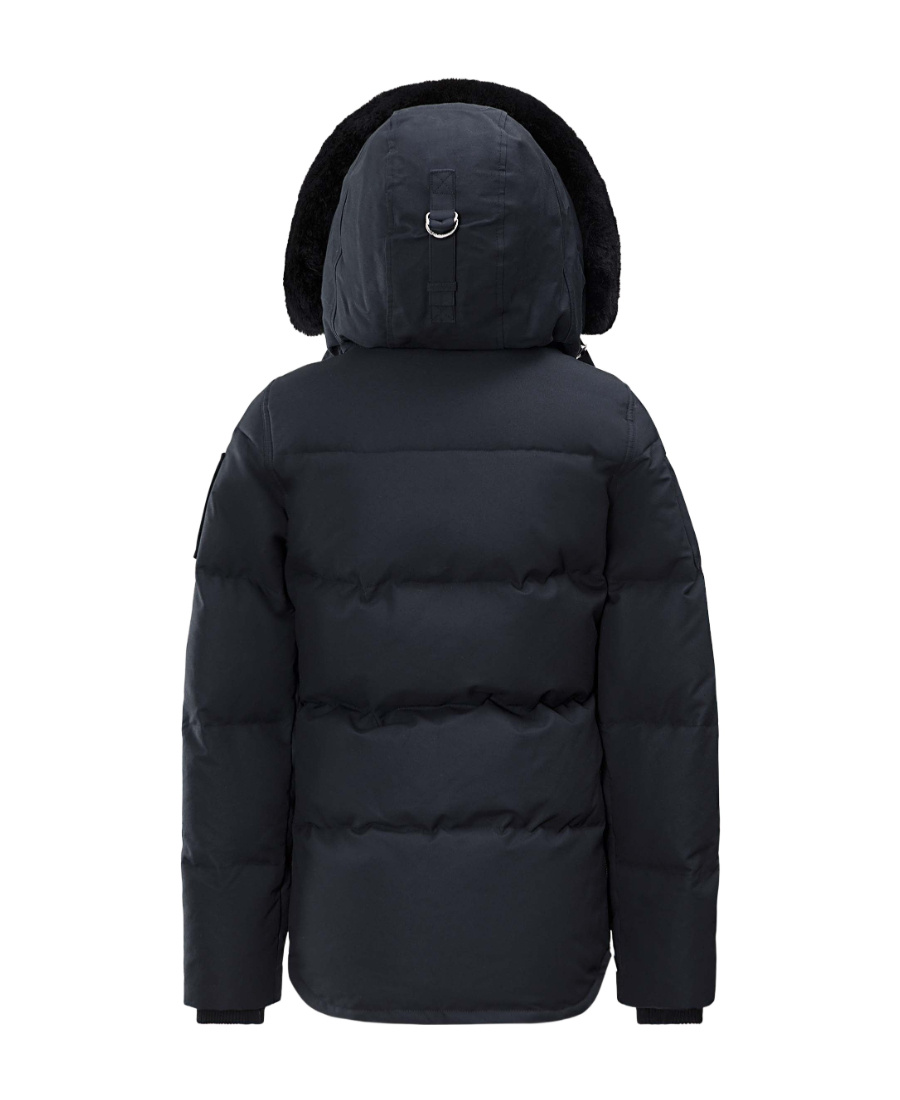 Moose Knuckles Padded Black Jacket With High Collar And Detachable Hood