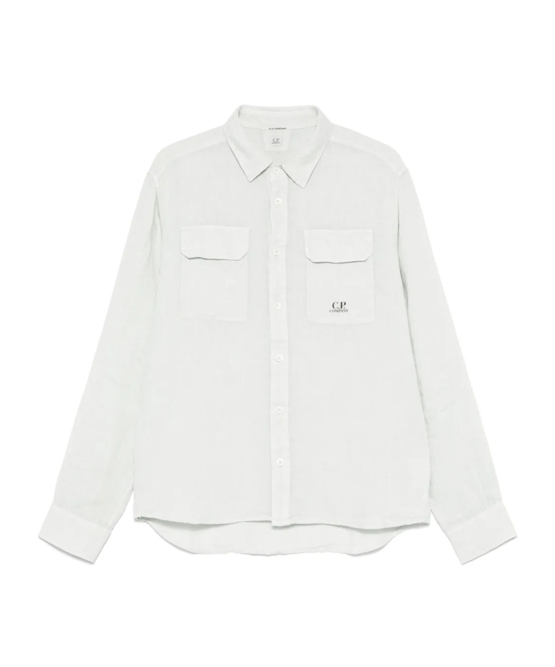C.p. Company Collared Shirt With Pockets And Long Sleeves In White