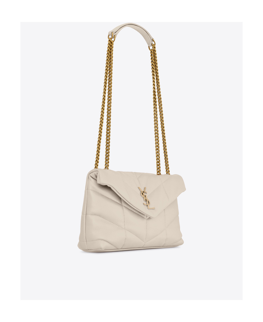 Saint Laurent Puffer Toy Quilted Mini Bag In Nude