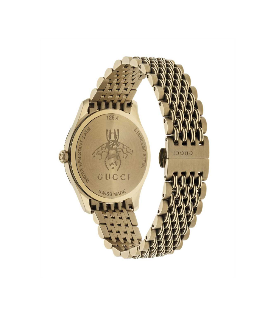 Gucci G-timeless Slim Yellow Gold Pvd Stainless Steel Bracelet Watch In Nude