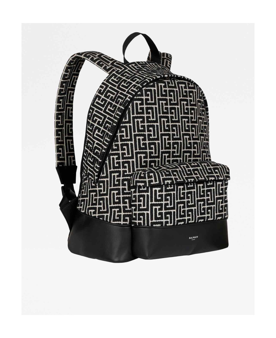 Balmain All-over Logo-pattern Backpack In Black