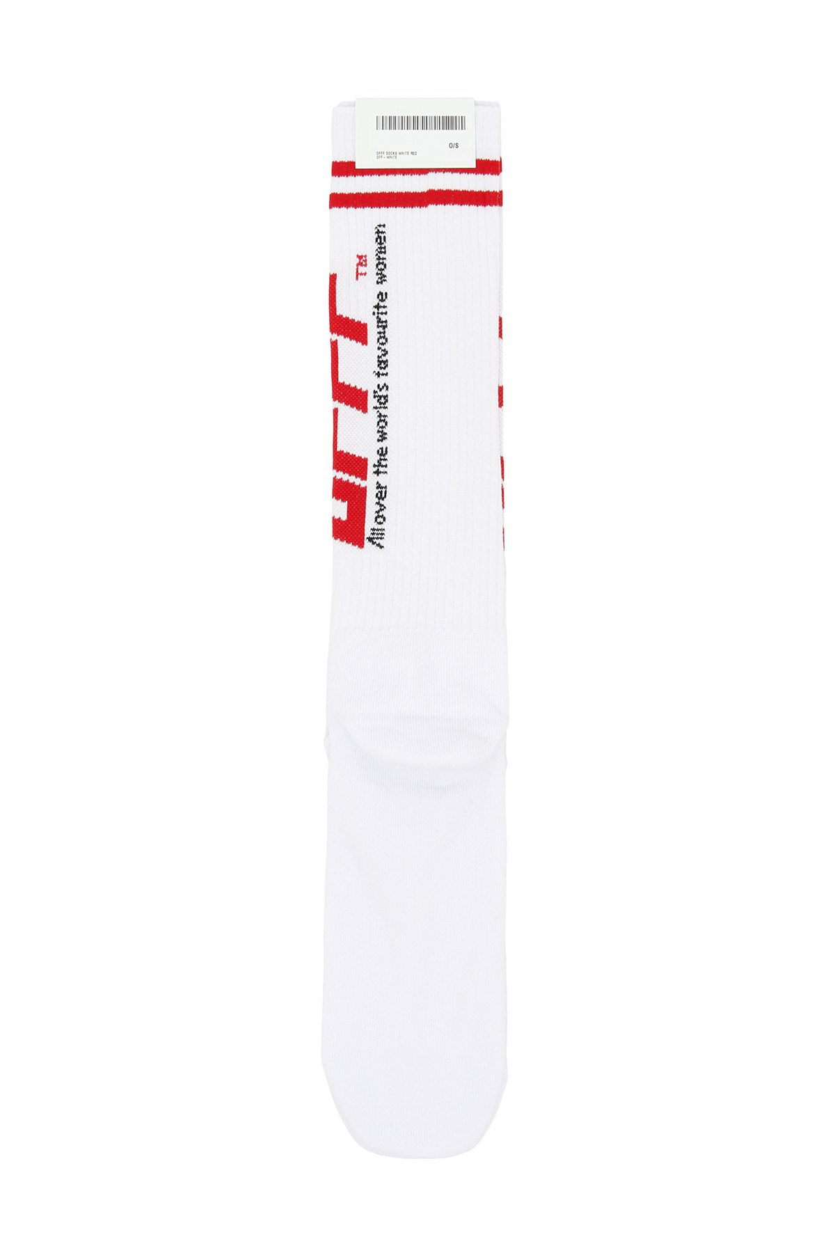 Off-white Logo Print Striped Socks In White