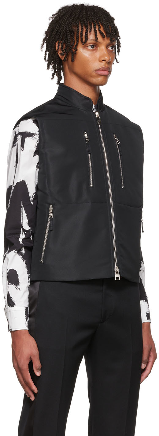 Alexander Mcqueen Black Polyester Vest In Black