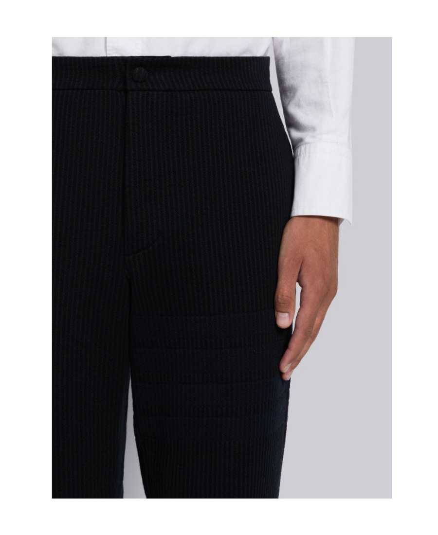 Thom Browne Cropped Pinstripe Trousers In Black