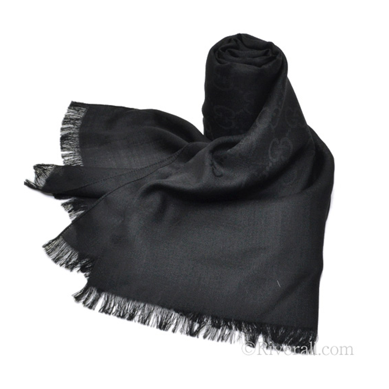 Gucci Unisex-adult Gg Logo Scarf 165904-3g646-1100 In Black