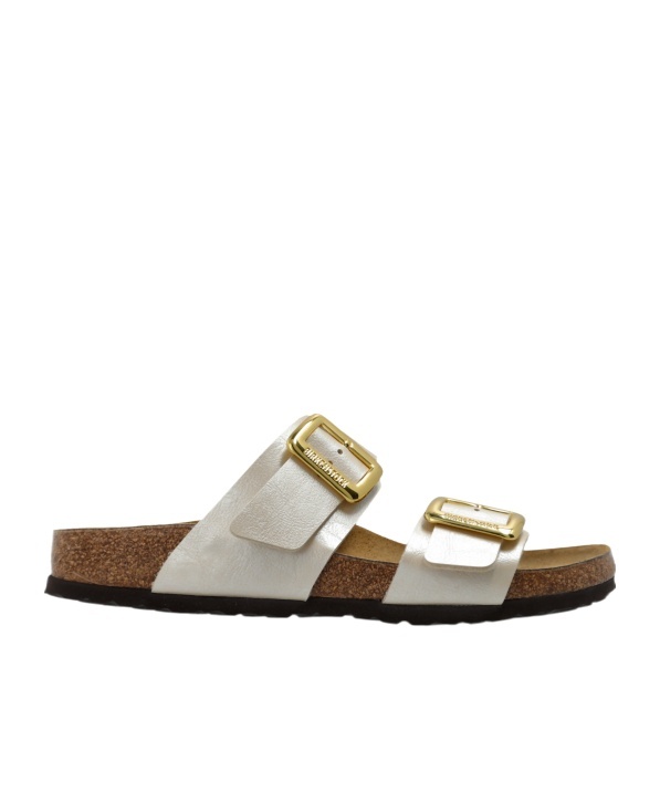 Birkenstock Sydney Cushion-buckle Double Strap Slides In Gray