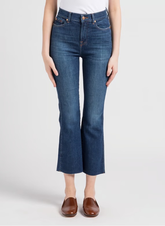 7 For All Mankind High Waisted Slim Kick With Studs Jeans In Juke Box In Blue