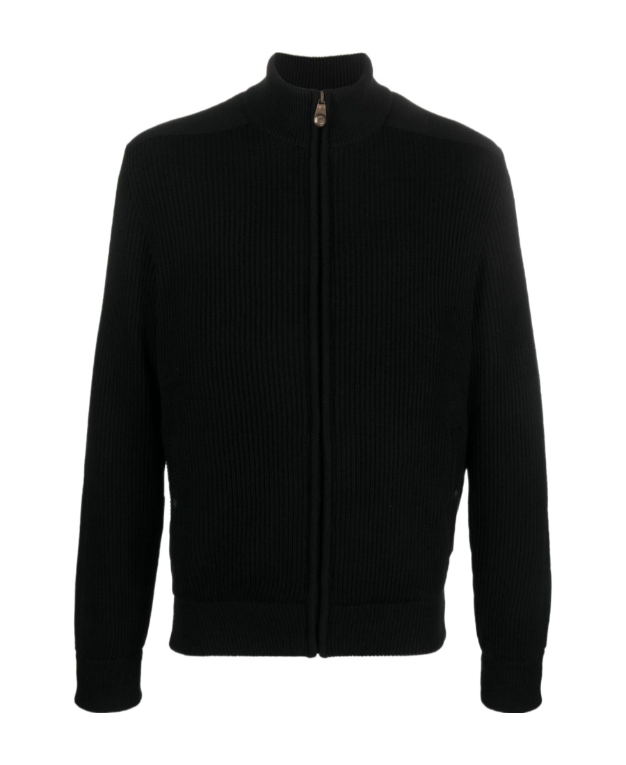 Shop Paul & Shark Zip-fastening Wool Cardigan In Black
