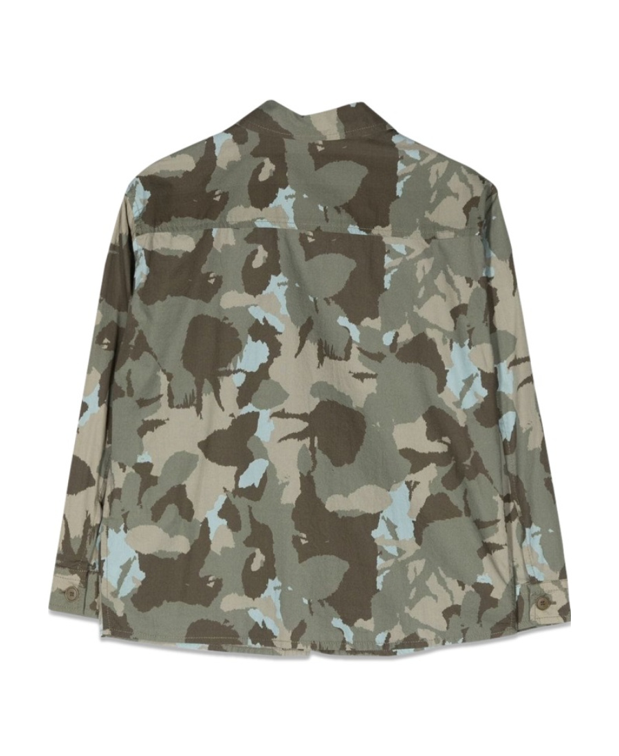Aspesi Camouflage-print Cotton Shirt In Gray