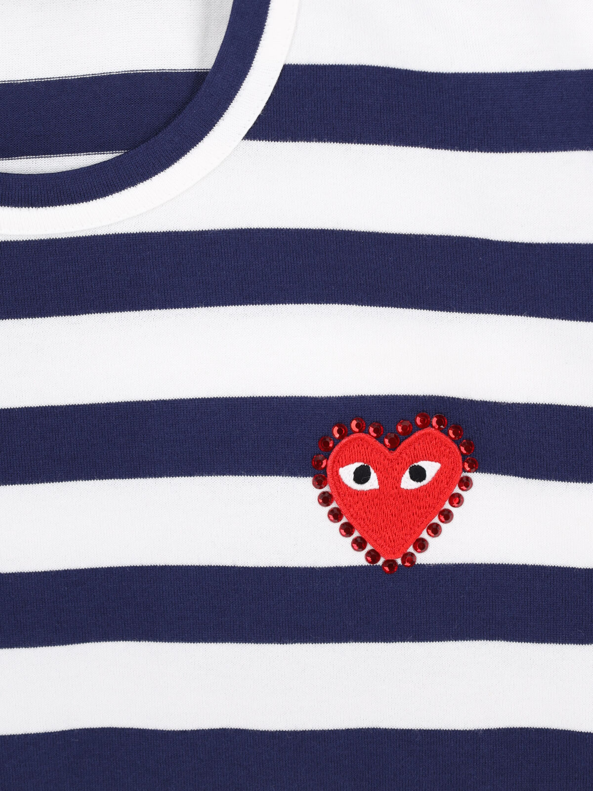 Comme Des Garçons Play Emblem Striped T-shirt With Rhinestones