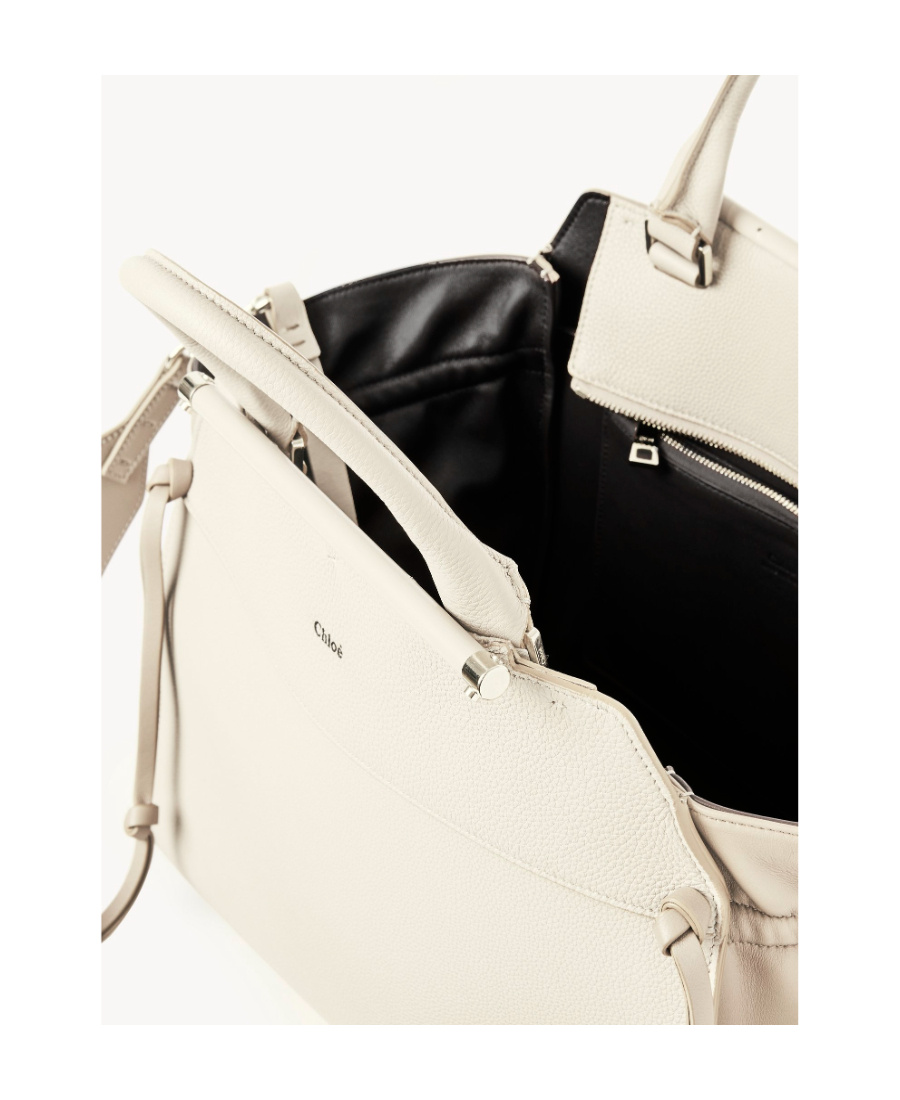 Chloé Medium Steph Leather Tote Bag In White