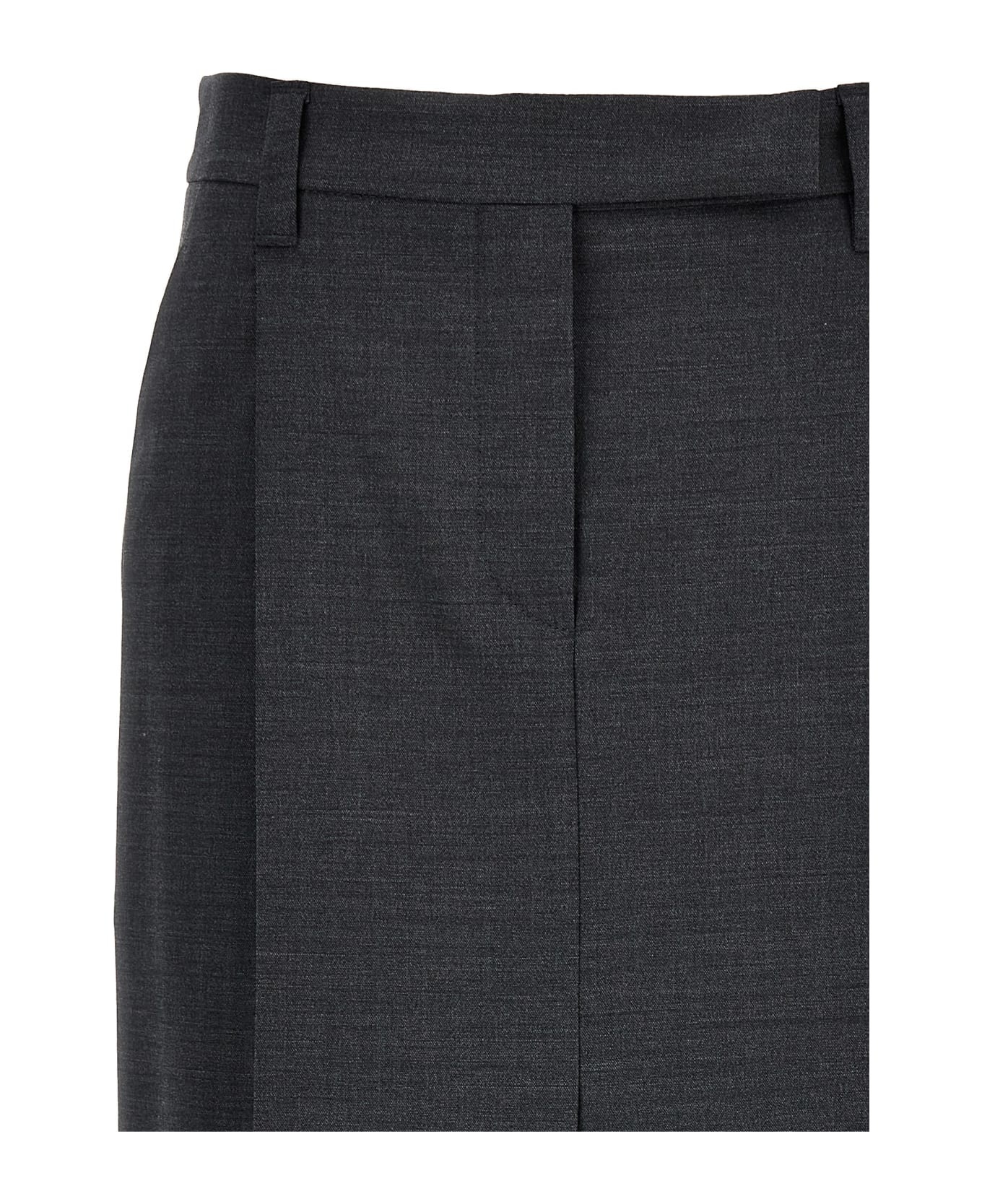 Brunello Cucinelli Women Sartorial Long Skirt In Virgin Wool Canvas In Black