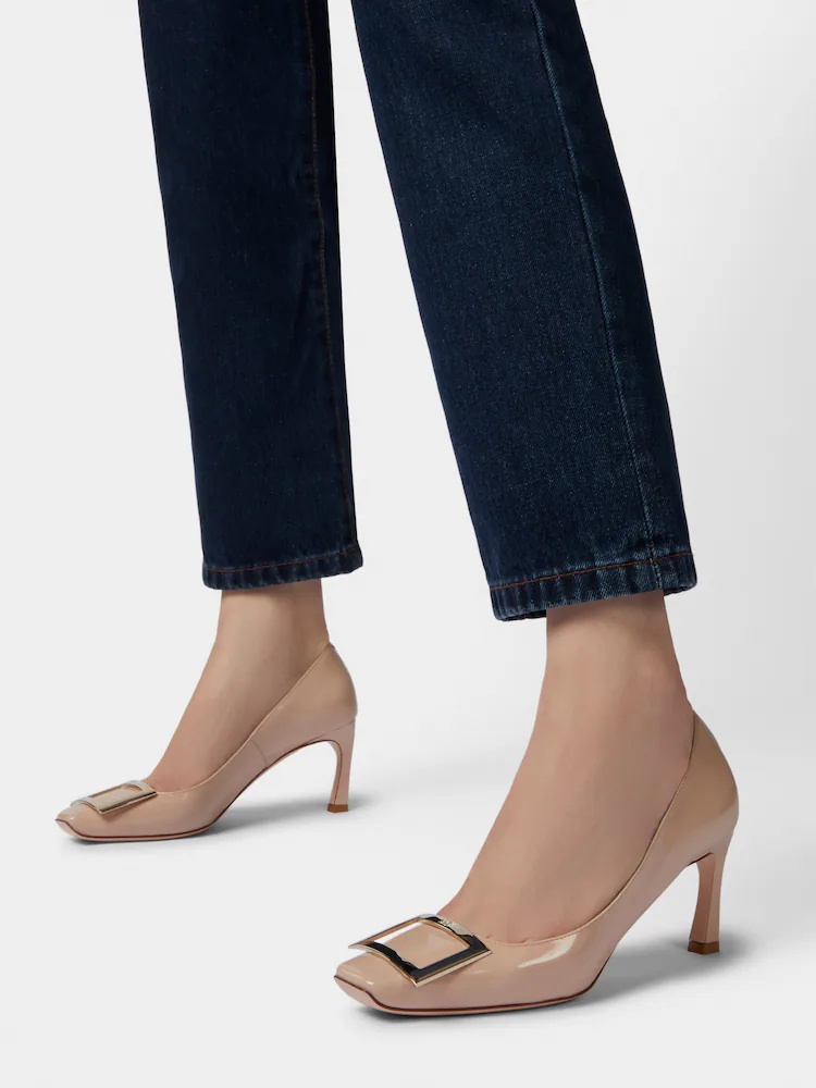 Roger Vivier Trompette 70 Calf Leather Pumps In Nude