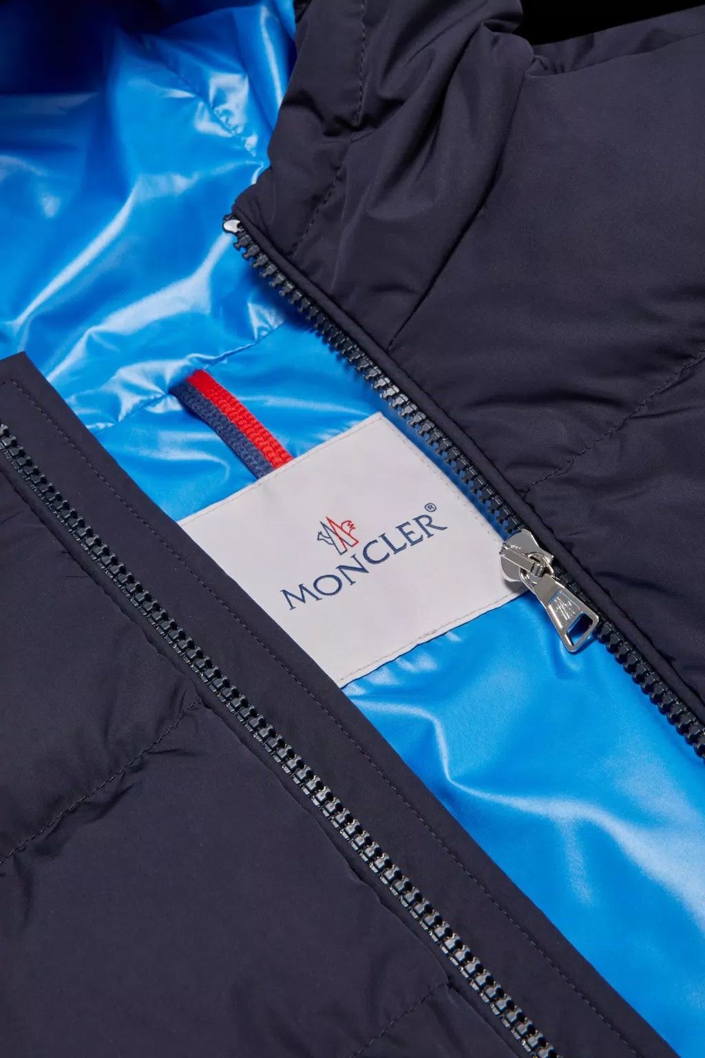 Moncler Zip-up Hooded Padded Jacket In Blue