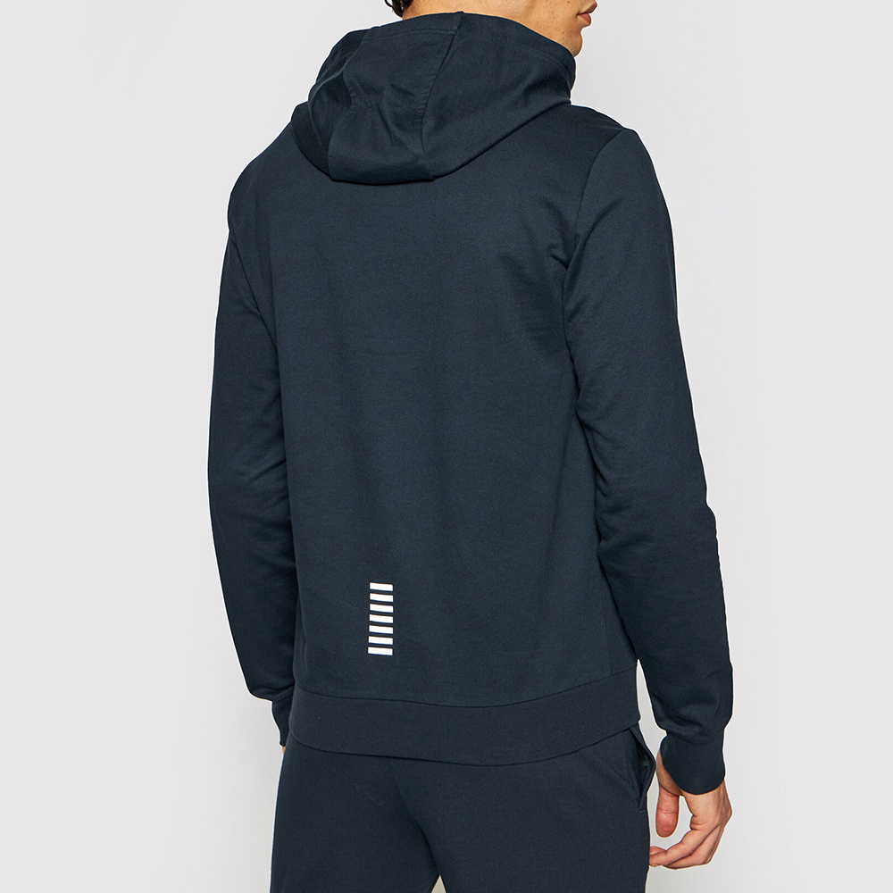 Ea7 Logo Hooded Sweater In Black