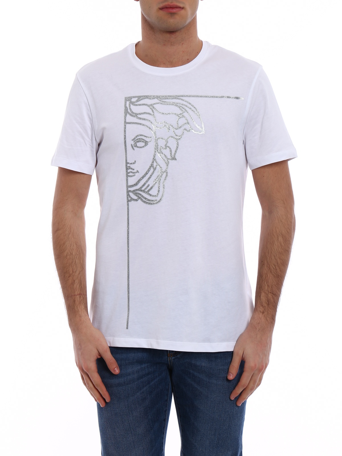 Versace Logo Printed T-shirt In White