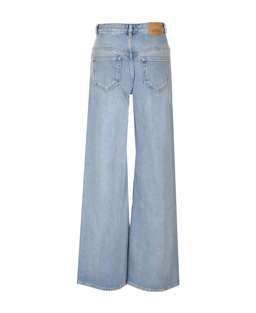 Isabel Marant Wide-leg Denim Trousers With Belt Loops In Gray