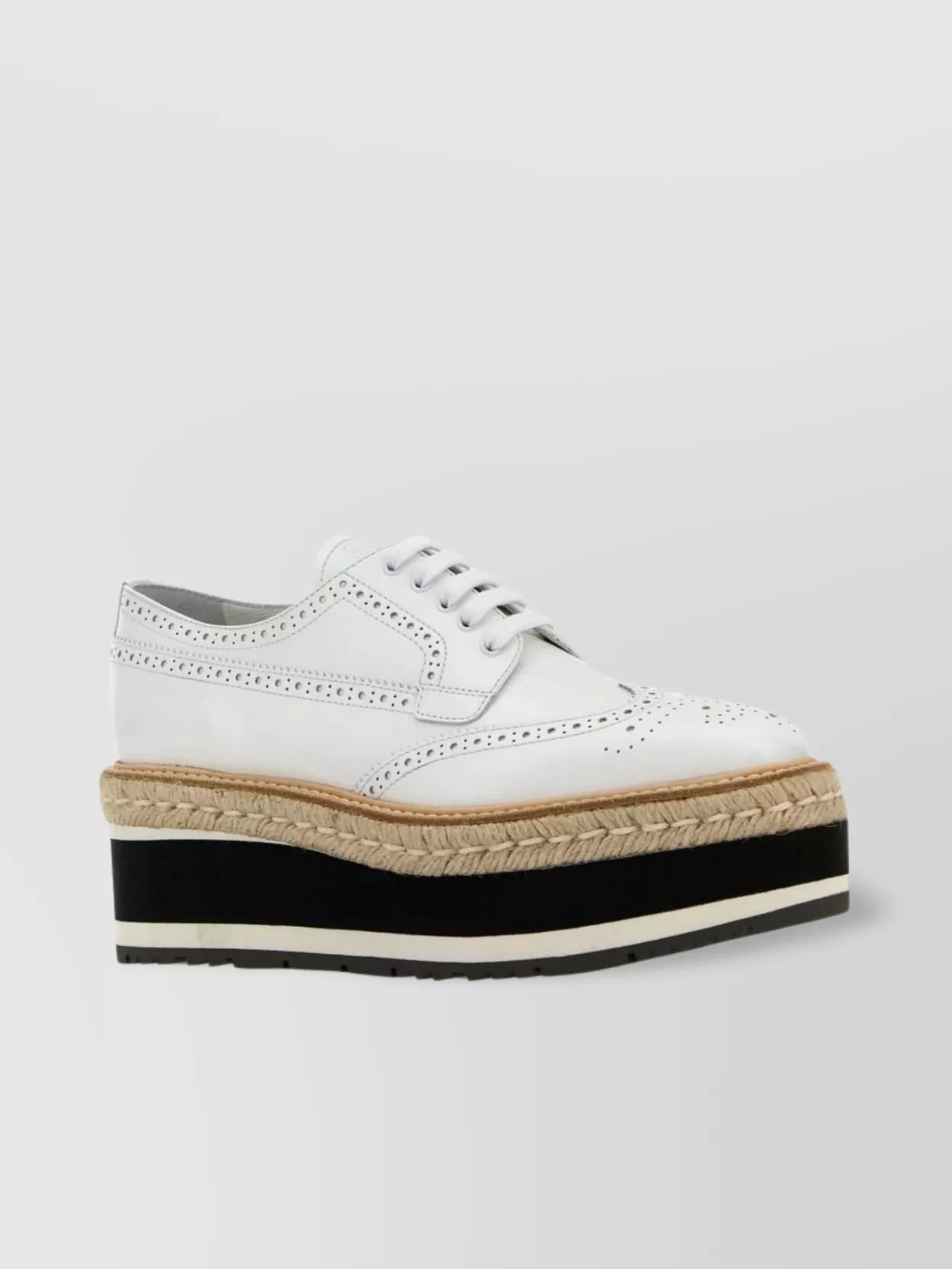 Prada Scarpe Stringate In Pelle Bianca Donna
