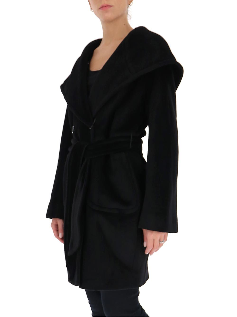 Tagliatore Tie-fastening Oversized Coat In Black