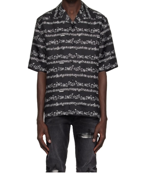 Amiri Black Jazz Band Bowling Shirt In Black