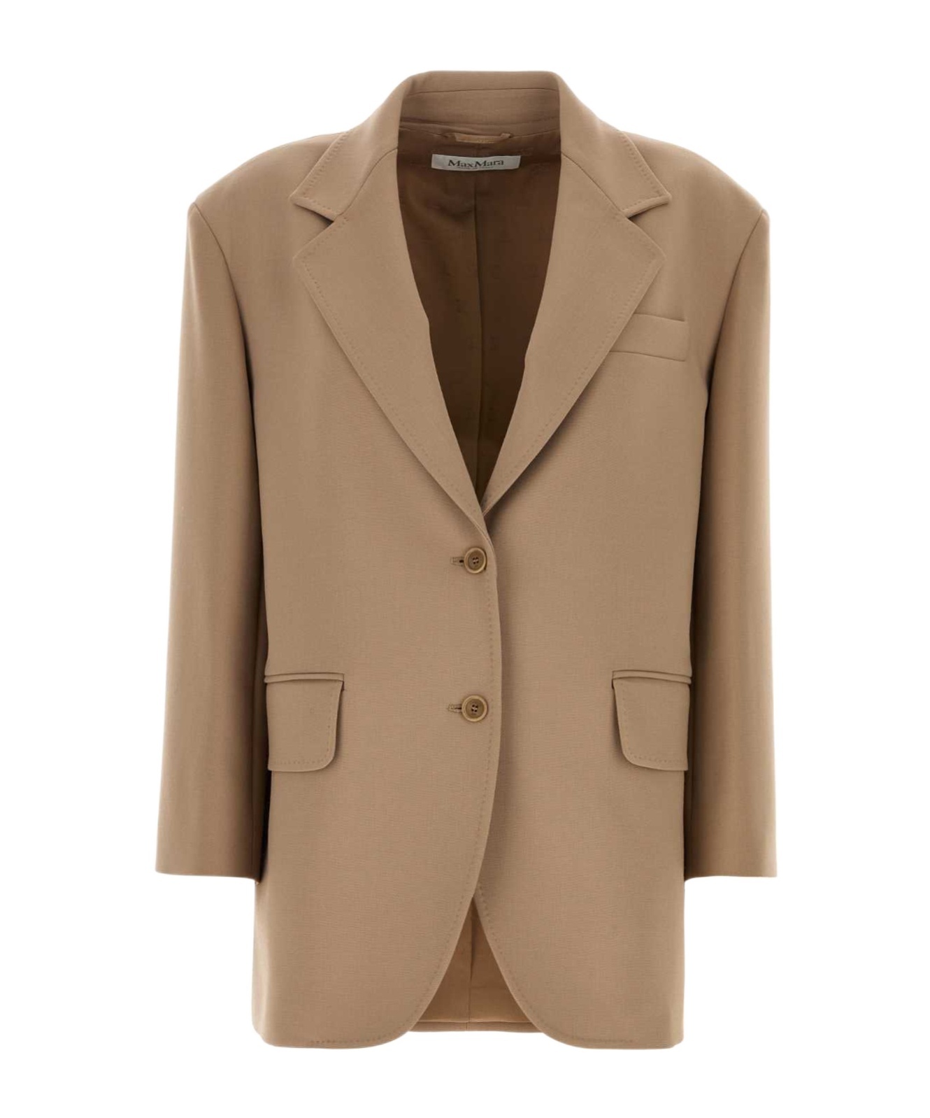 Max Mara Women Khaki Stretch Wool Blazer In Brown
