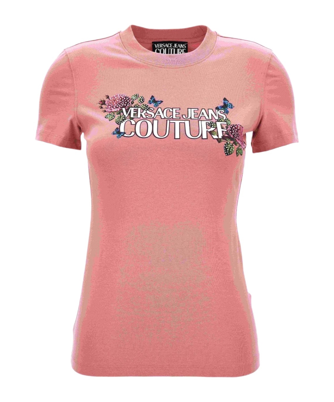 Versace Jeans Floral-embellished T-shirt In Pink