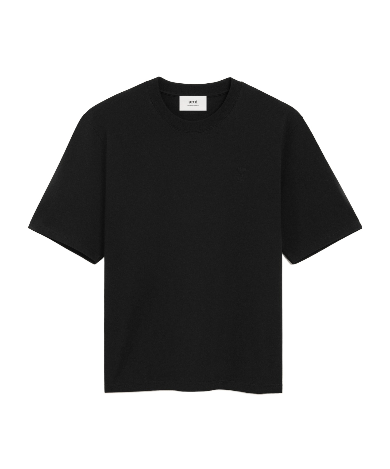 Ami Alexandre Mattiussi Relaxed Fit Black T-shirt With Subtle Embroidery In Black