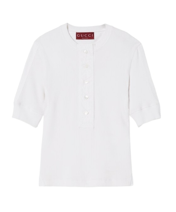 Shop Gucci Cotton Rib T-shirt In White