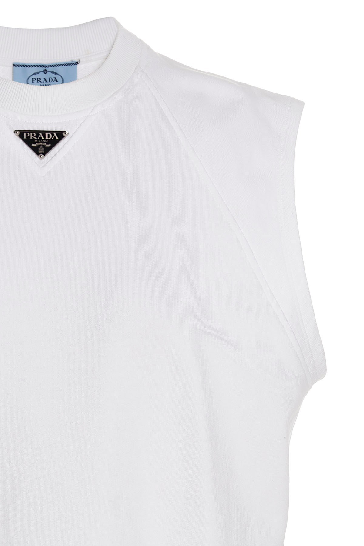Prada Triangle Logo Plaque Tank Top In White