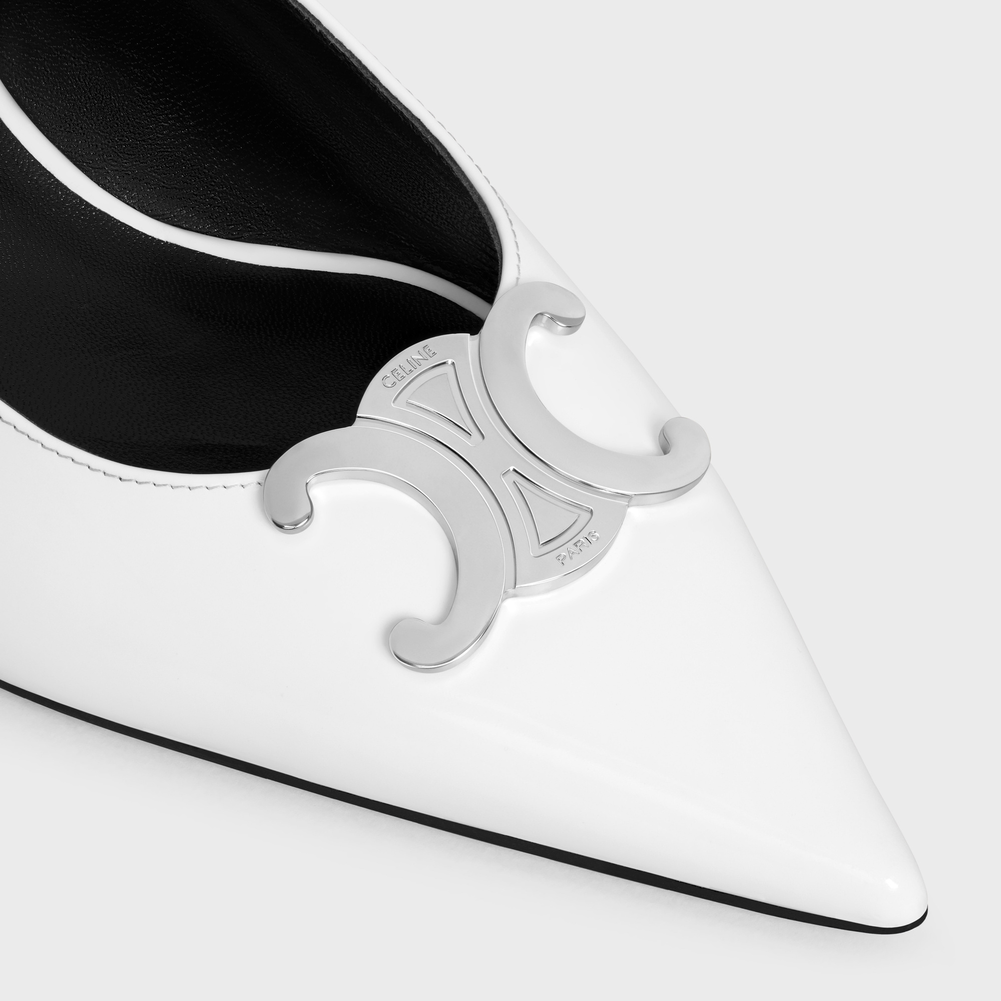 Celine Celne Alma Triomphe Leather Slingback Pumps Women In White