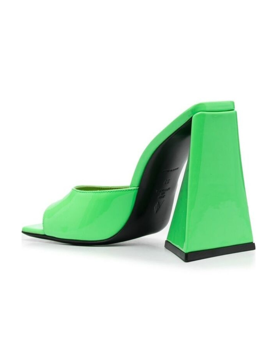 Attico Devon Patent Leather Sandals In Green