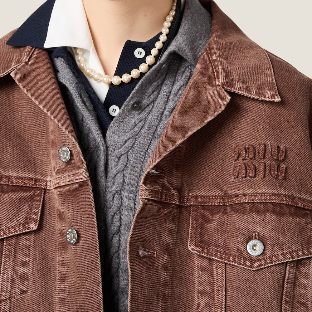 Miu Miu Long-sleeved Casual Jacket In Brown