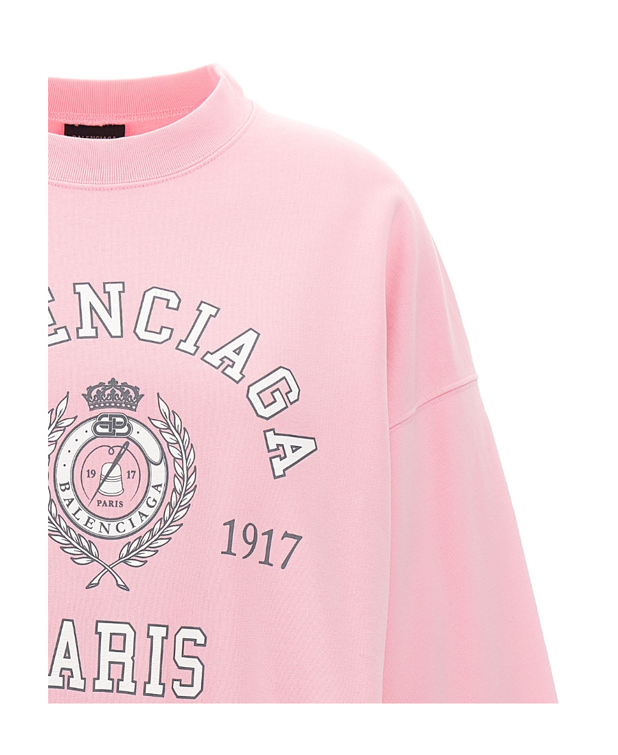 Balenciaga College 1917 Crewneck Sweatshirt In Pink