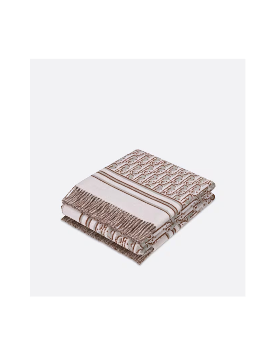 Dior Logo Pattern Wool And Cashmere Shawl In Gray