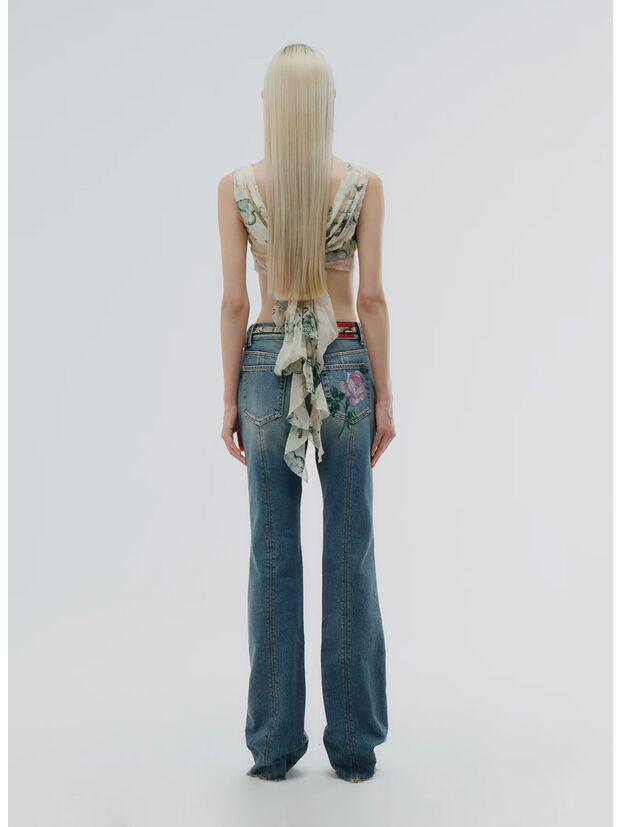 Alessandra Rich Flared Denim Jeans In Blue