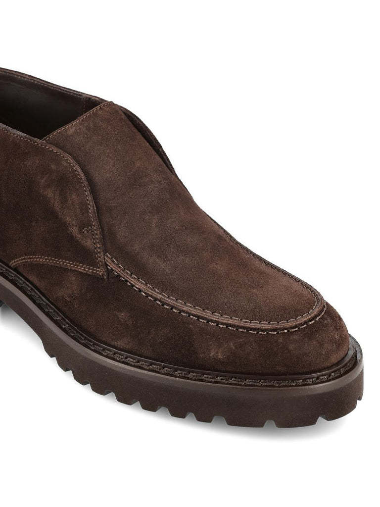 Doucal's Dark Brown Suede Slip-on Ankle Boots In Brown