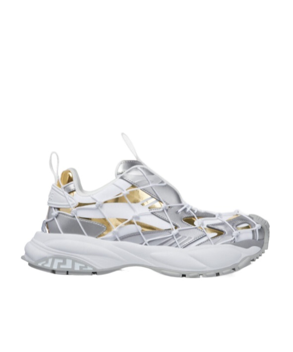 Versace Mercury M_vs_03 Rope, Leather And Mesh Sneakers In White