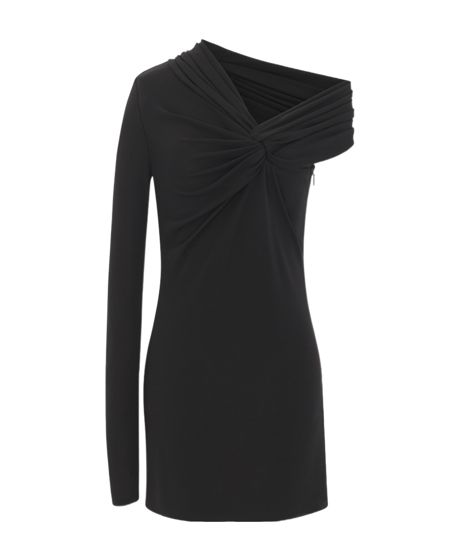 Saint Laurent One-shoulder Dress In Crepe Jersey In Black