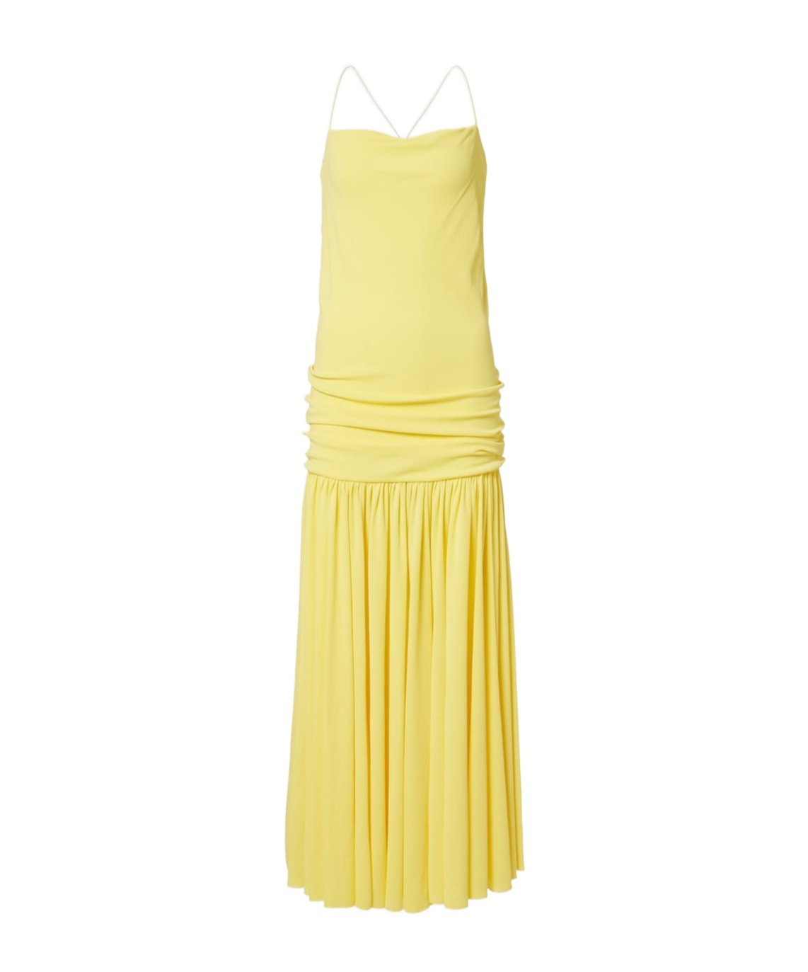 Jacquemus Abiha Gathered Jersey Midi Dress In Yellow