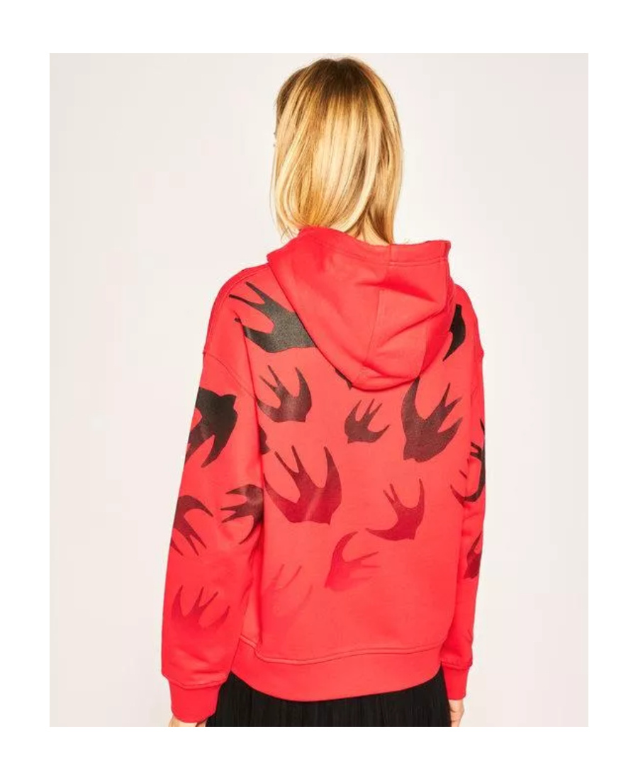Mcq By Alexander Mcqueen Swallow Printed Hooded Sweater In Red