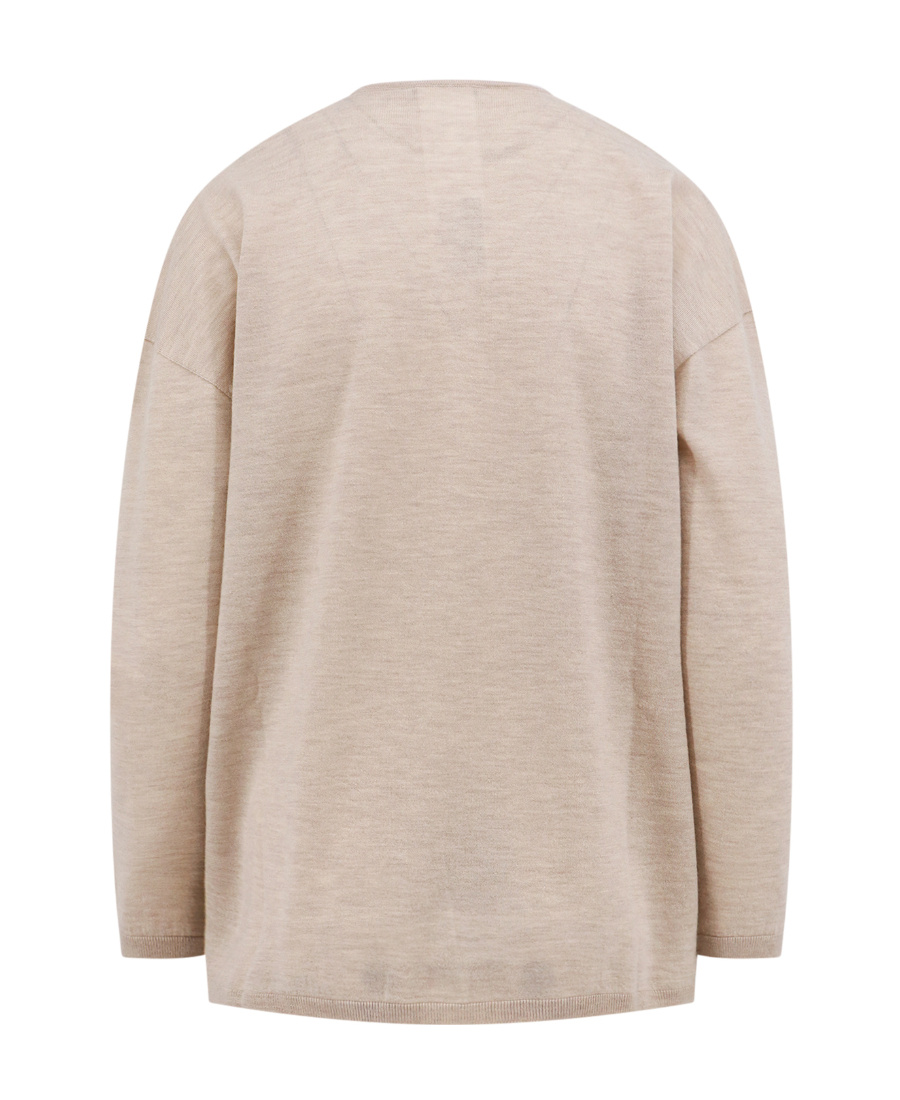 Max Mara Long-sleeved Knitted Pullover In Nude
